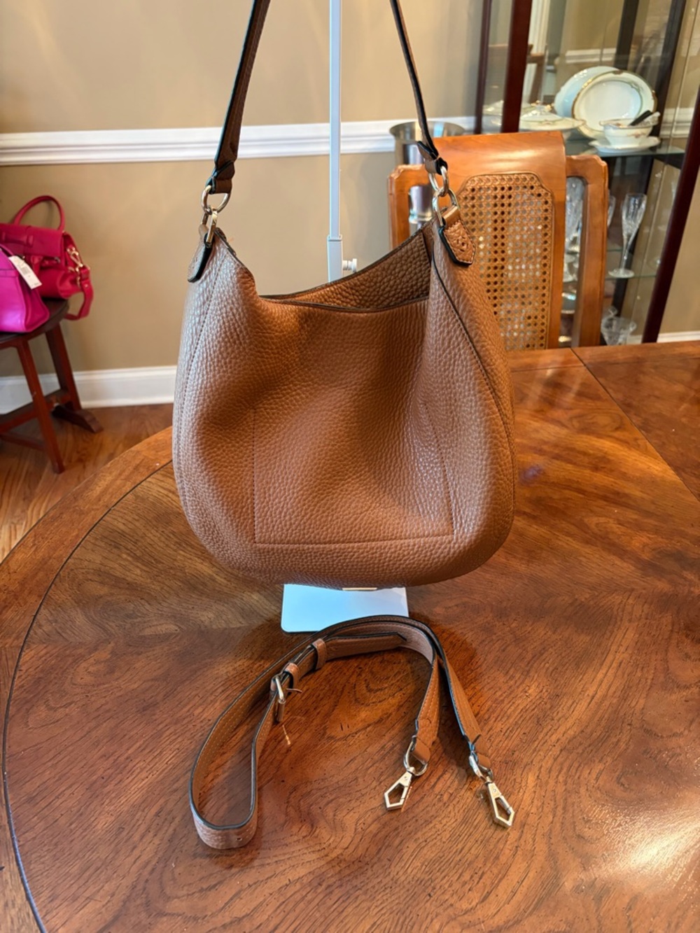 Rebecca Minkoff Pebbled Leather Shoulder - Whipstitch Brown Hobo - Picture 3 of 16